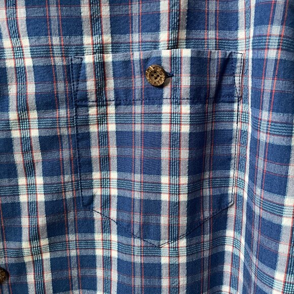 EUC Tommy Bahama Blue Plaid Button Front Short Sleeve Shirt in Men's Large - Picture 5 of 9